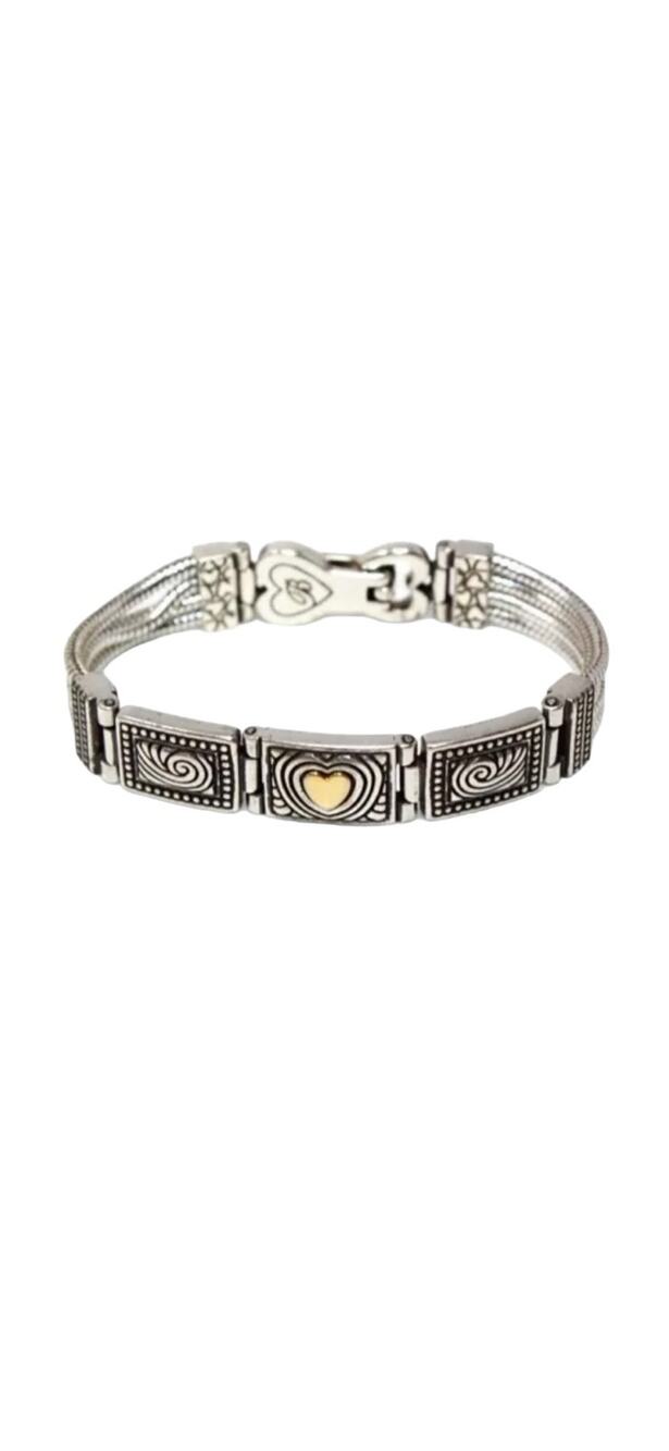 Brighton Two Tone Heart Silver Gold Retired Bracelet